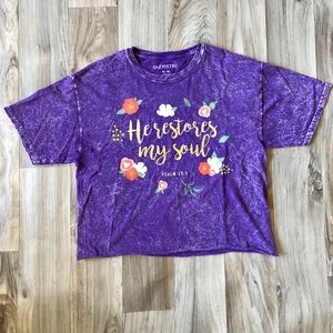 Purple acid wash crop top